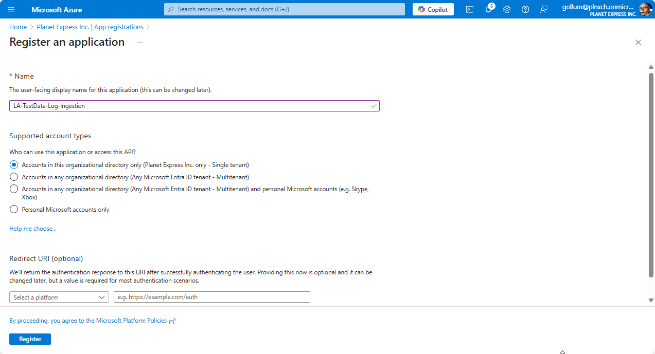 app-registration-LA-TestData-Log-Ingestion.png