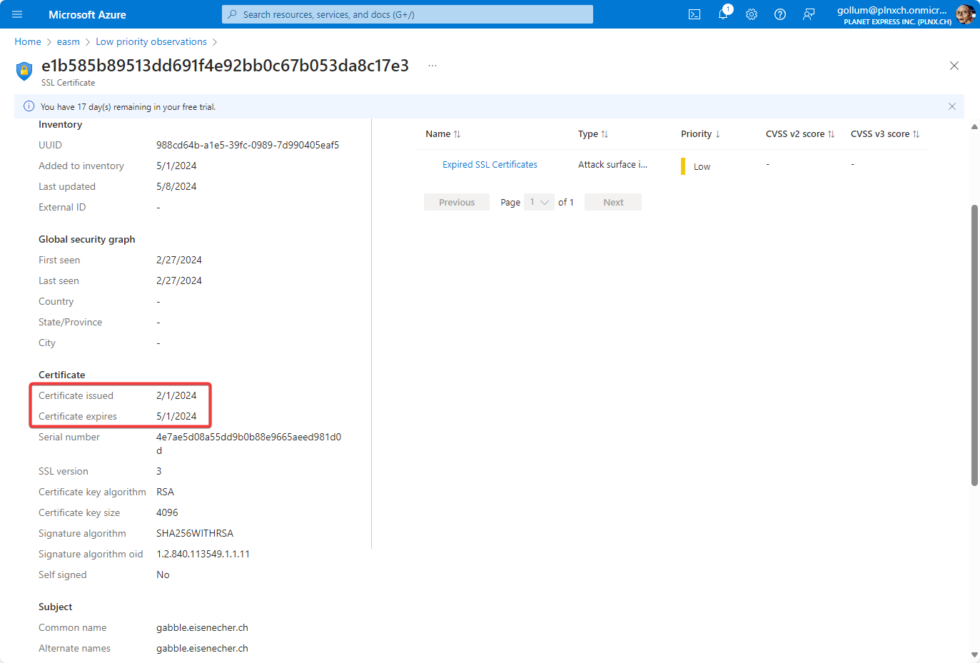 EASM Expired Certificate